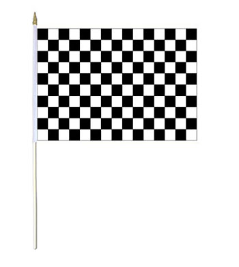 Black And White Chequered Hand Waver Flag