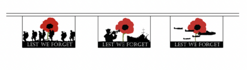 Lest We Forget Mixed Bunting String Flags - 30 Flags 9M
