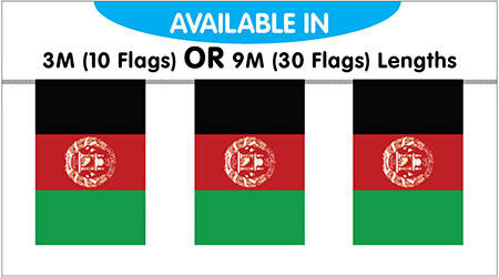 Afghanistan Bunting String Flags - 10 Flags 3M