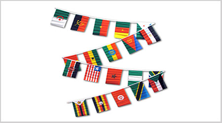 African Bunting Large String Flags - 20 Countries