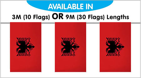 Albania Bunting String Flags - 10 Flags 3M