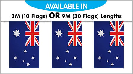 Australian Bunting String Flags - 10 Flags 3M