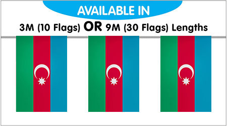 Azerbaijan Bunting String Flags - 10 Flags 3M