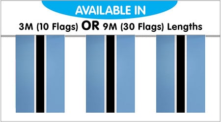 Botswana Bunting String Flags - 10 Flags 3M