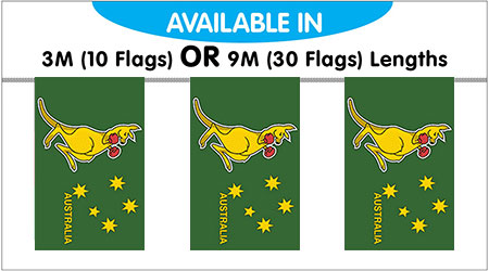 Boxing Kangaroo Bunting String Flags - 30 Flags 9M