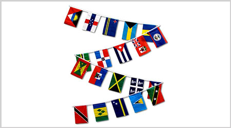 Caribbean Bunting Large String Flags - 20 Countries