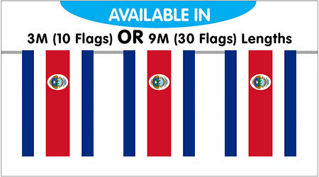 Costa Rica Bunting String Flags - 30 Flags