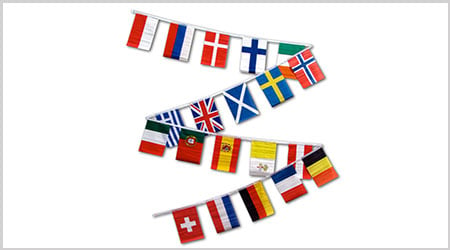 European Bunting Large String Flags - 20 Countries