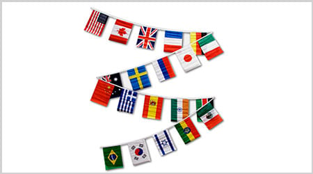International World Large Bunting Flags - 20 Countries