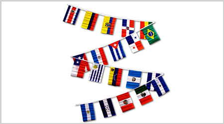 Latin American Bunting Large String Flags - 20 Countries