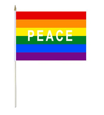 Rainbow Peace Hand Waver Flag