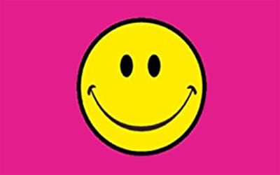 Smiley Face Pink Flag 150 x 90cm